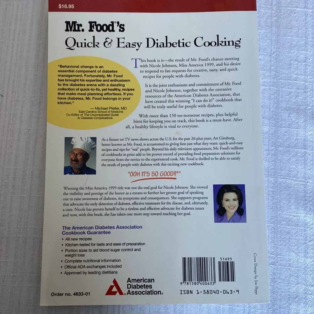 3/$22 - VTG Mr. Food’s Quick & Easy Diabetic Cooking by Art Ginsburg (Mr. Food)